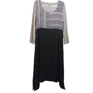 Dignity Not Charity  Handwork of India Black Stripe Boho Maxi Dress Size L